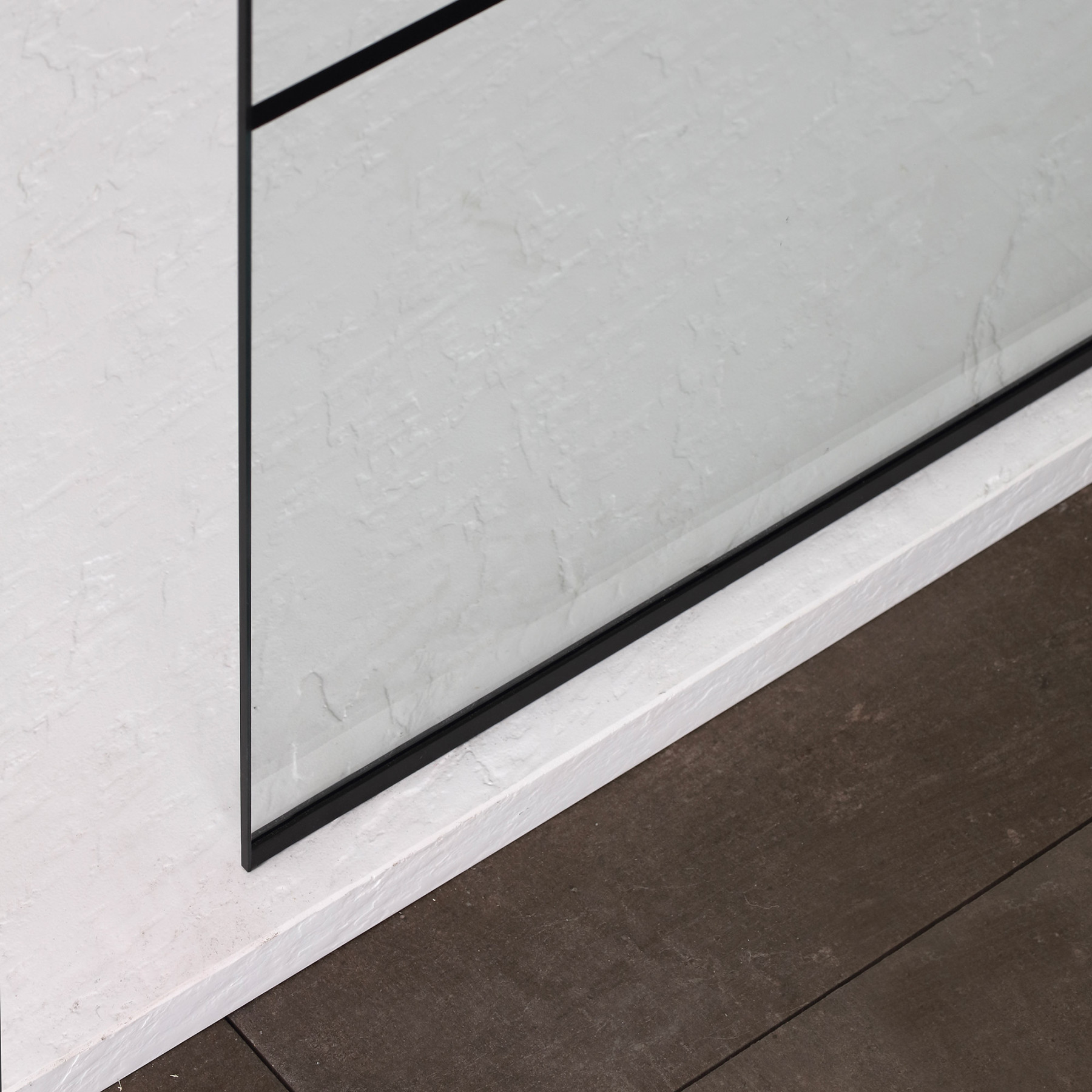 Parete doccia BERLINO 90 cm Cristallo Serigrafato Nero Opaco Sx