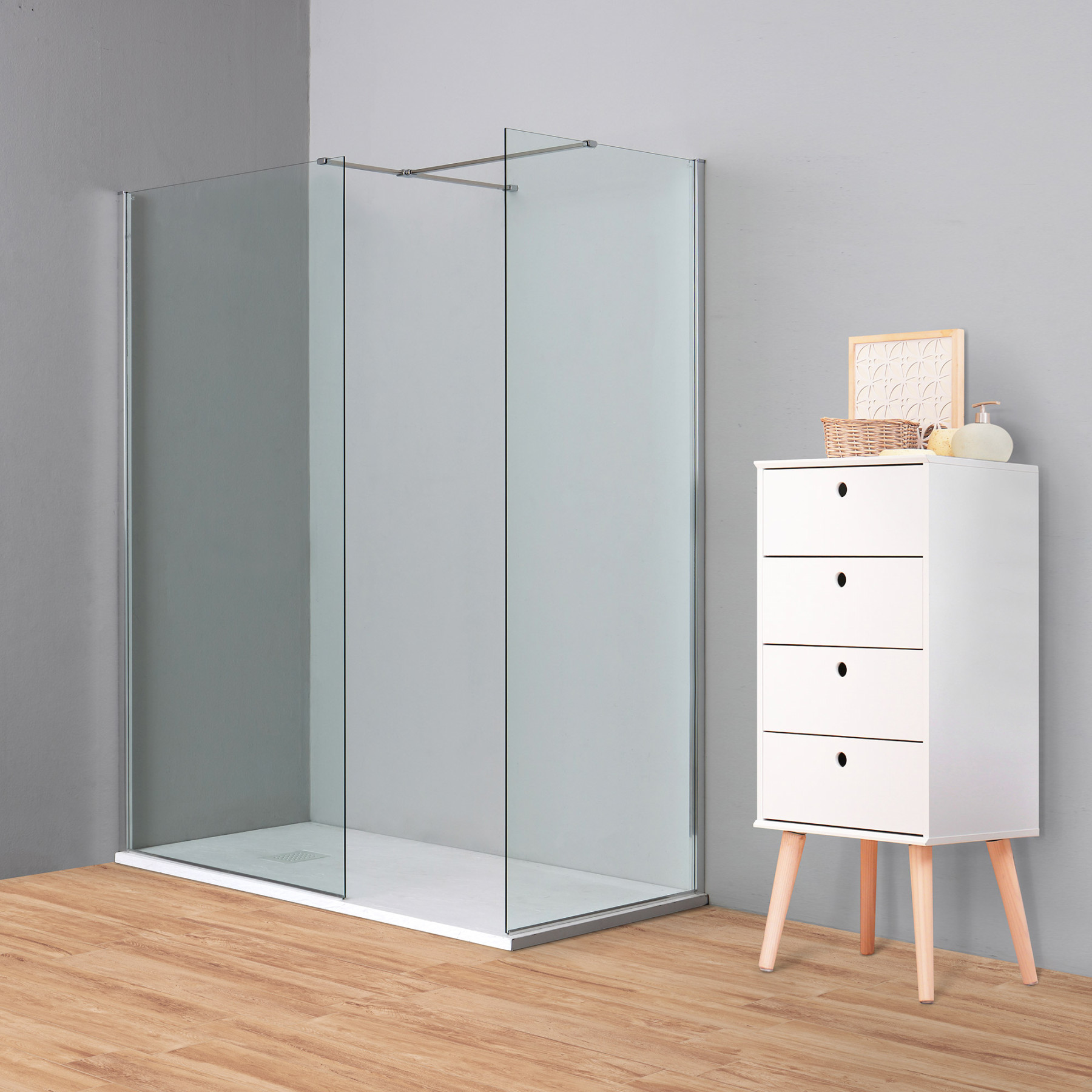 Doccia Walk-In angolare BERLINO 160x80 cm cristallo Trasparente Cromo (80+110)