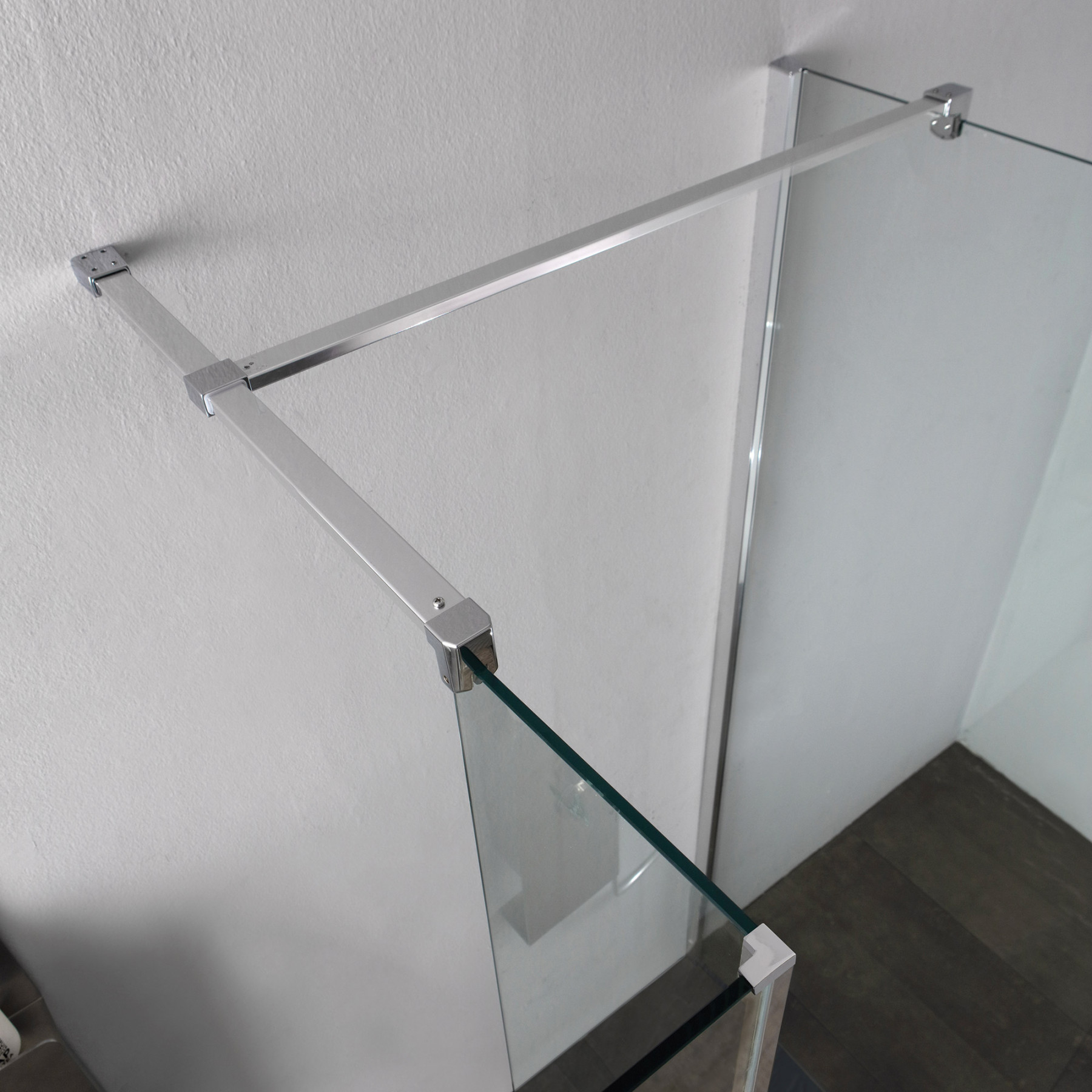 Doccia Walk-In 3 lati con paraschizzi HELSINKI 130x80 cm cristallo Trasparente Cromo (80+80+25+80)