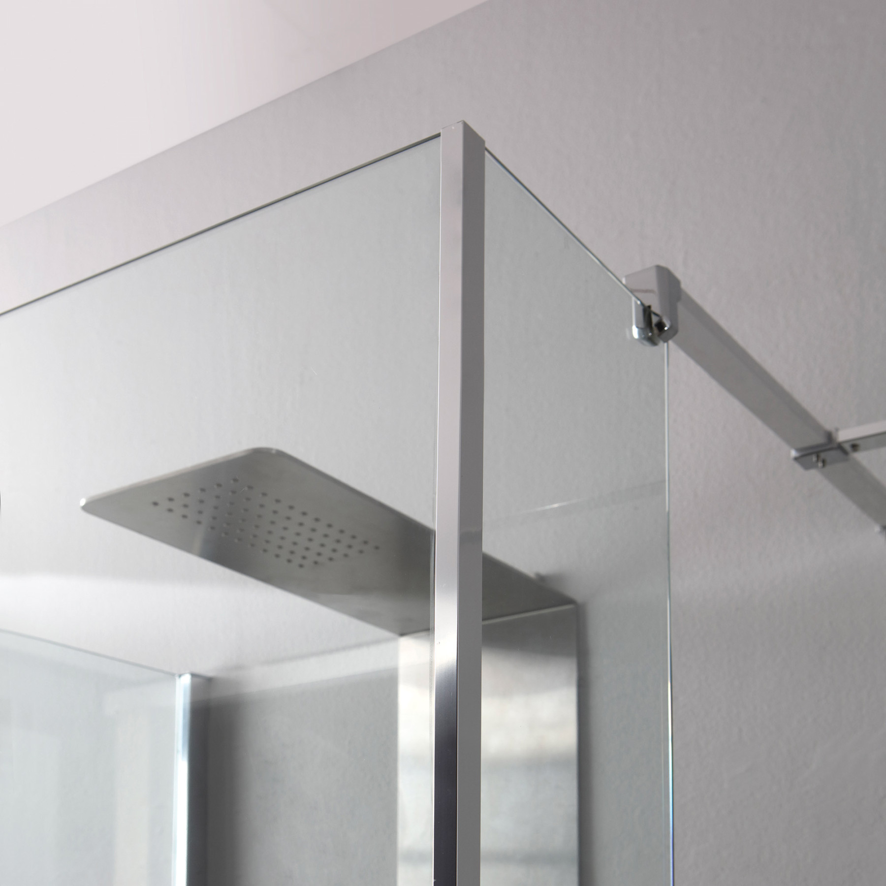 Doccia Walk-In 3 lati con paraschizzi HELSINKI 130x90 cm cristallo Trasparente Cromo (90+80+25+90)