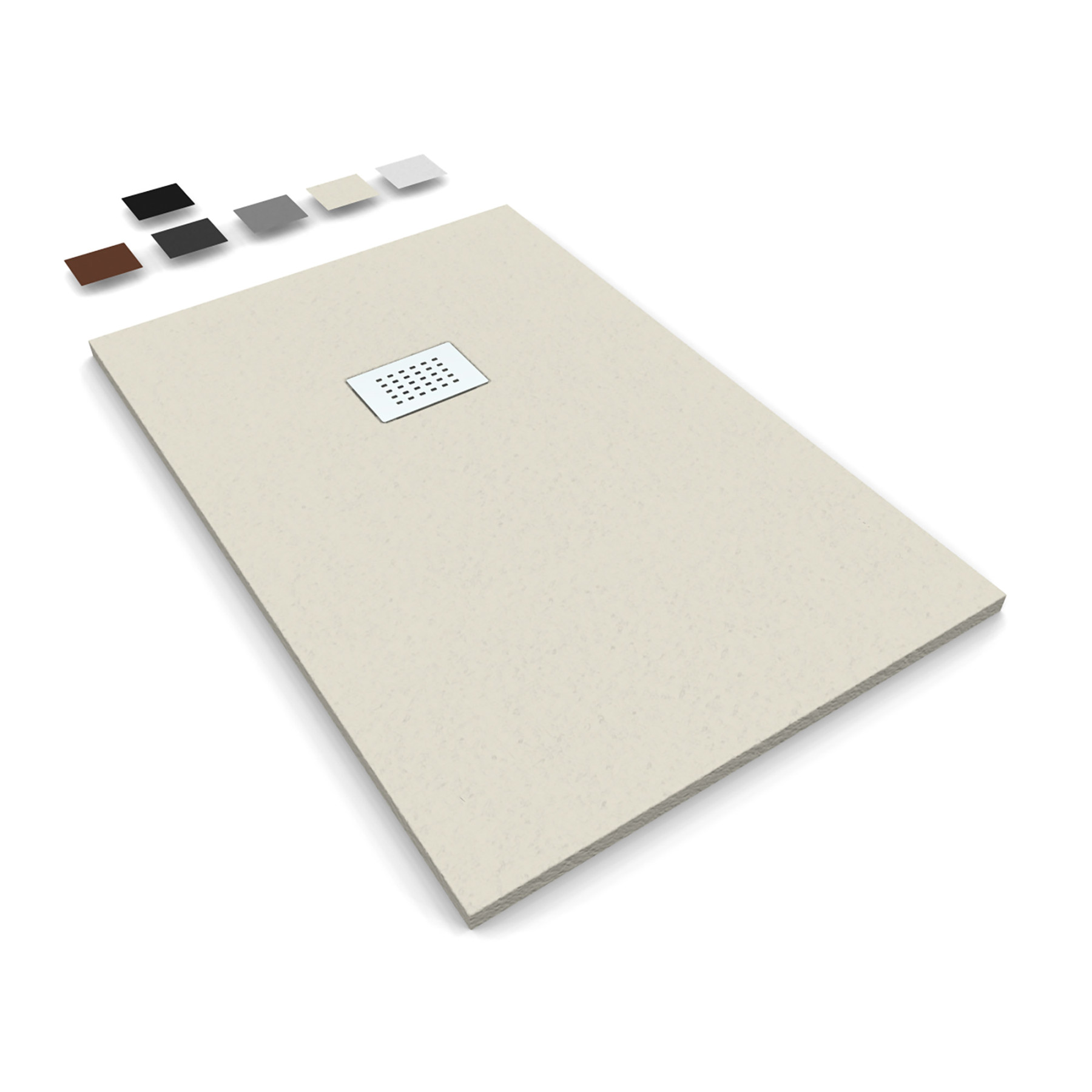 Piatto Doccia MILANO 110x80 cm resina alto 3 cm effetto ardesia, Panna Opaco