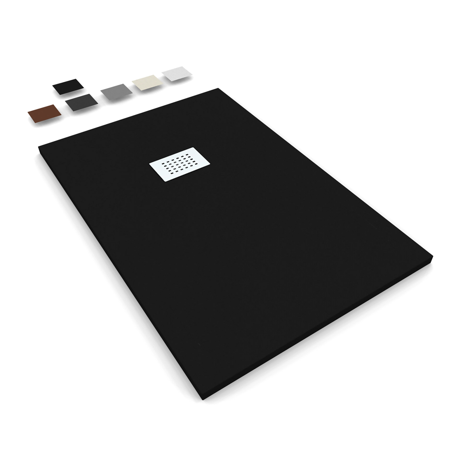 Piatto Doccia MILANO 120x80 cm resina alto 3 cm effetto ardesia, Nero Opaco
