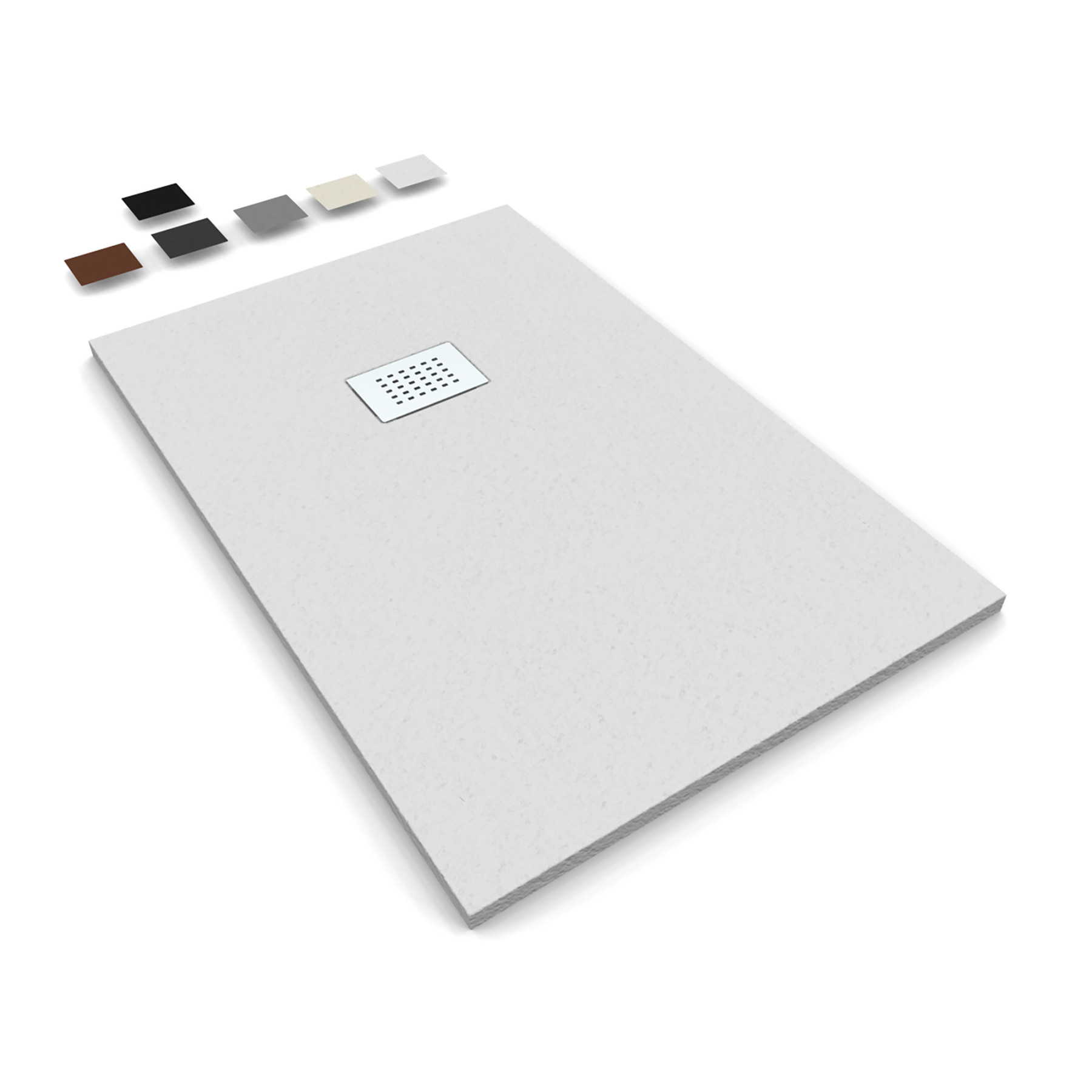 Piatto Doccia MILANO 130x70 cm resina alto 3 cm effetto ardesia, Bianco Opaco