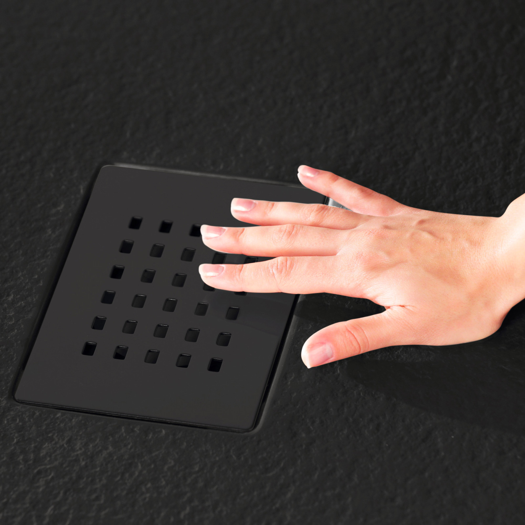 Piatto Doccia MILANO 150x100 cm resina alto 3 cm effetto ardesia, Nero Opaco