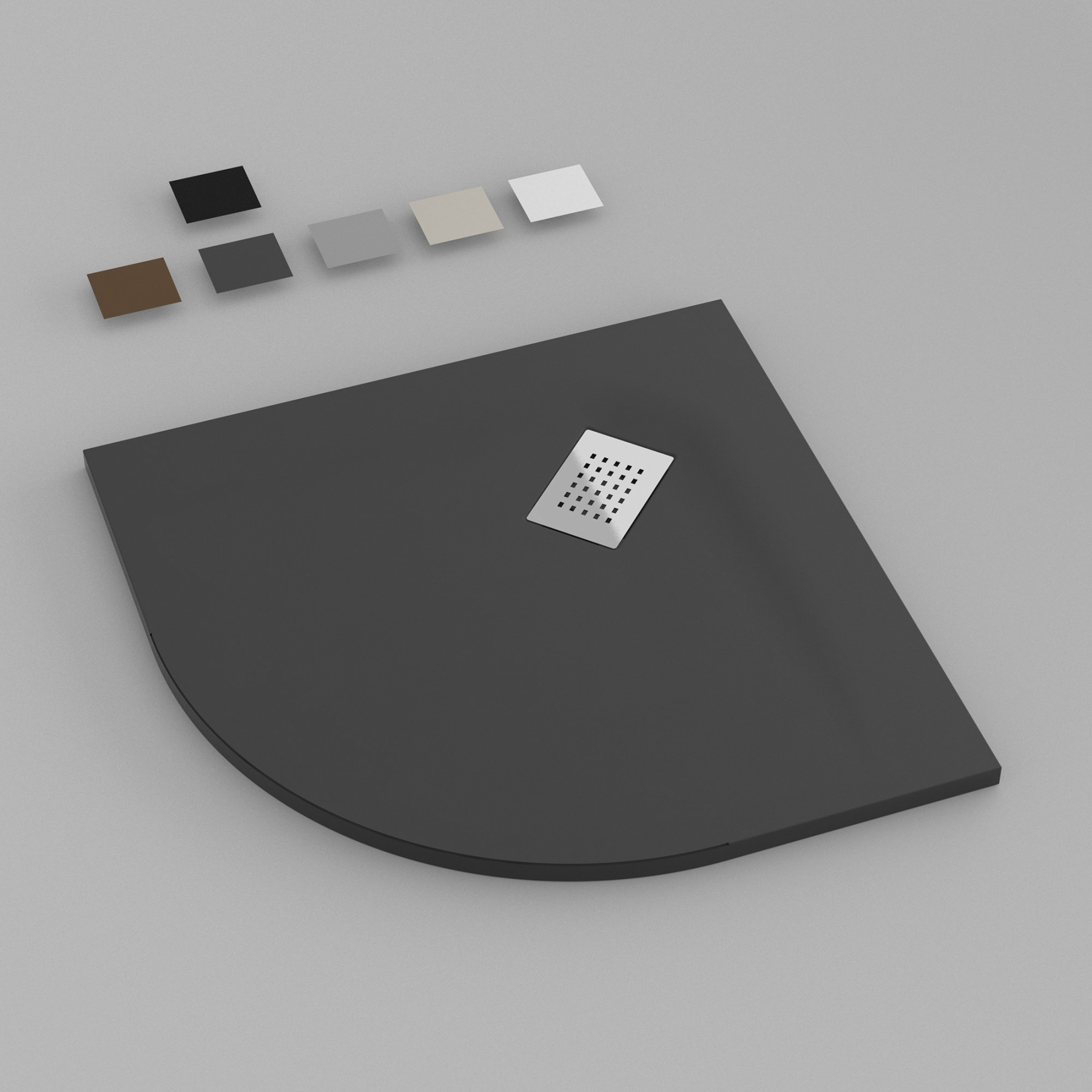 Piatto Doccia MILANO semicircolare 80x80 cm resina alto 3 cm effetto ardesia, Antracite Opaco