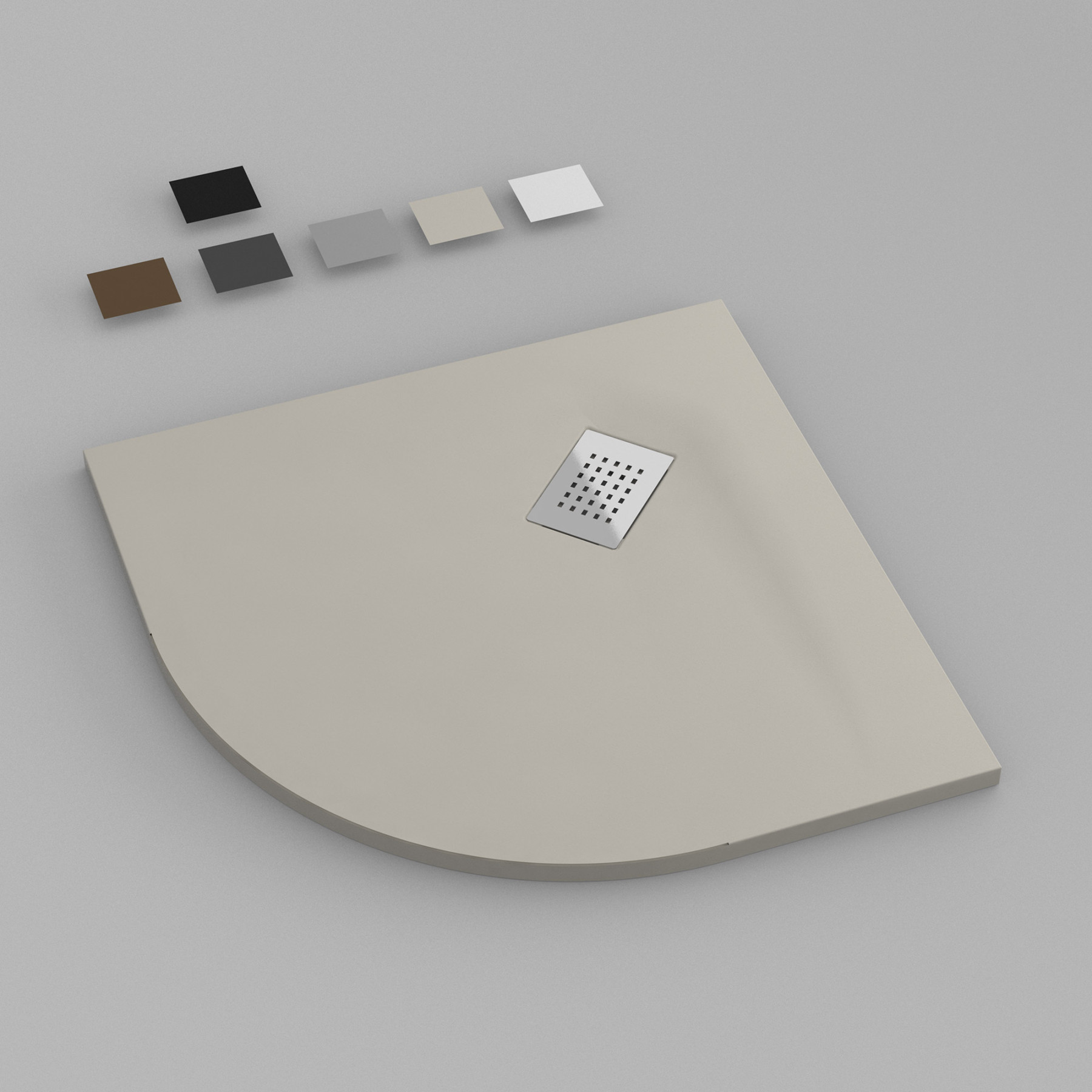 Piatto Doccia MILANO semicircolare 80x80 cm resina alto 3 cm effetto ardesia, Panna Opaco