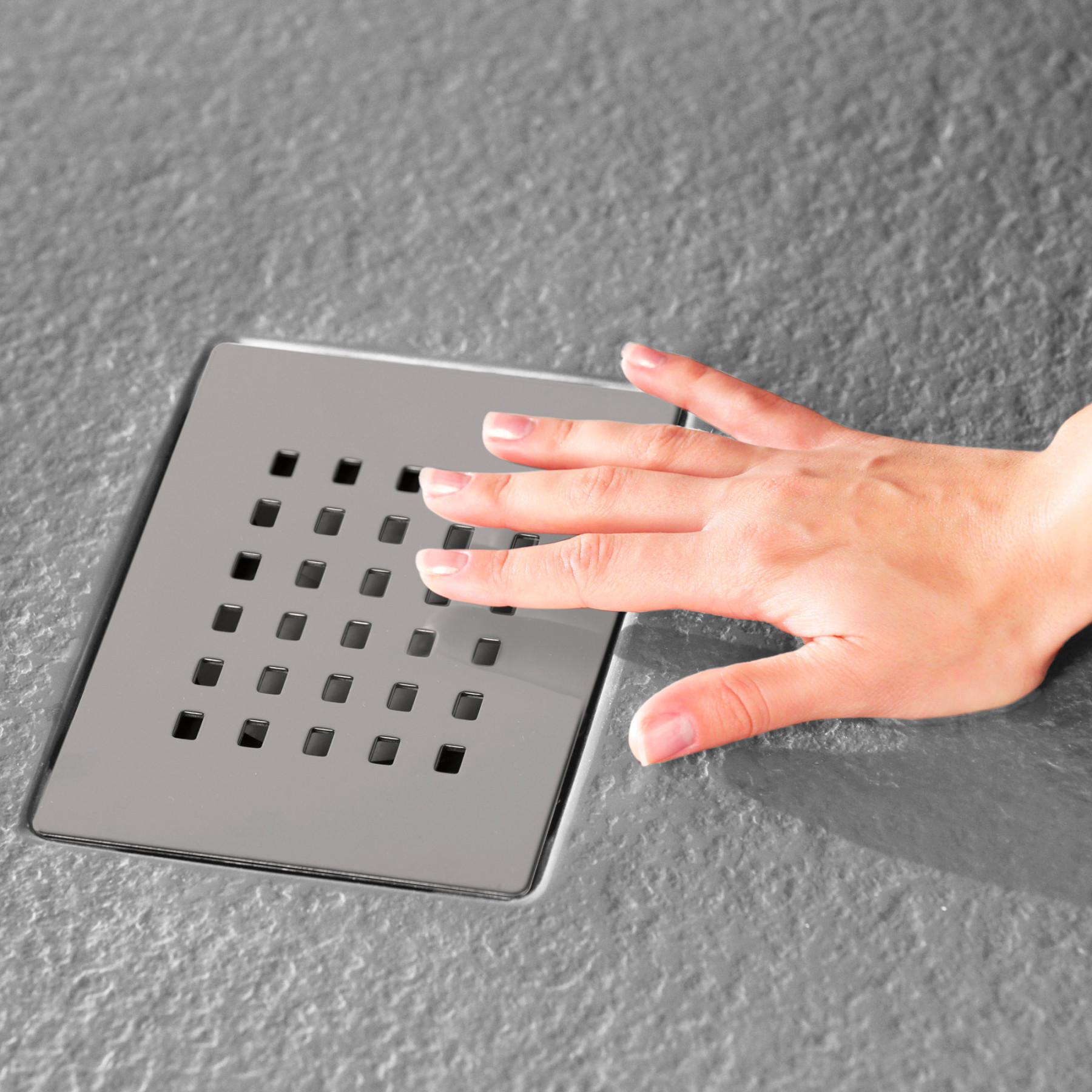 Piatto Doccia MILANO semicircolare 90x90 cm resina alto 3 cm effetto ardesia, Grigio Opaco