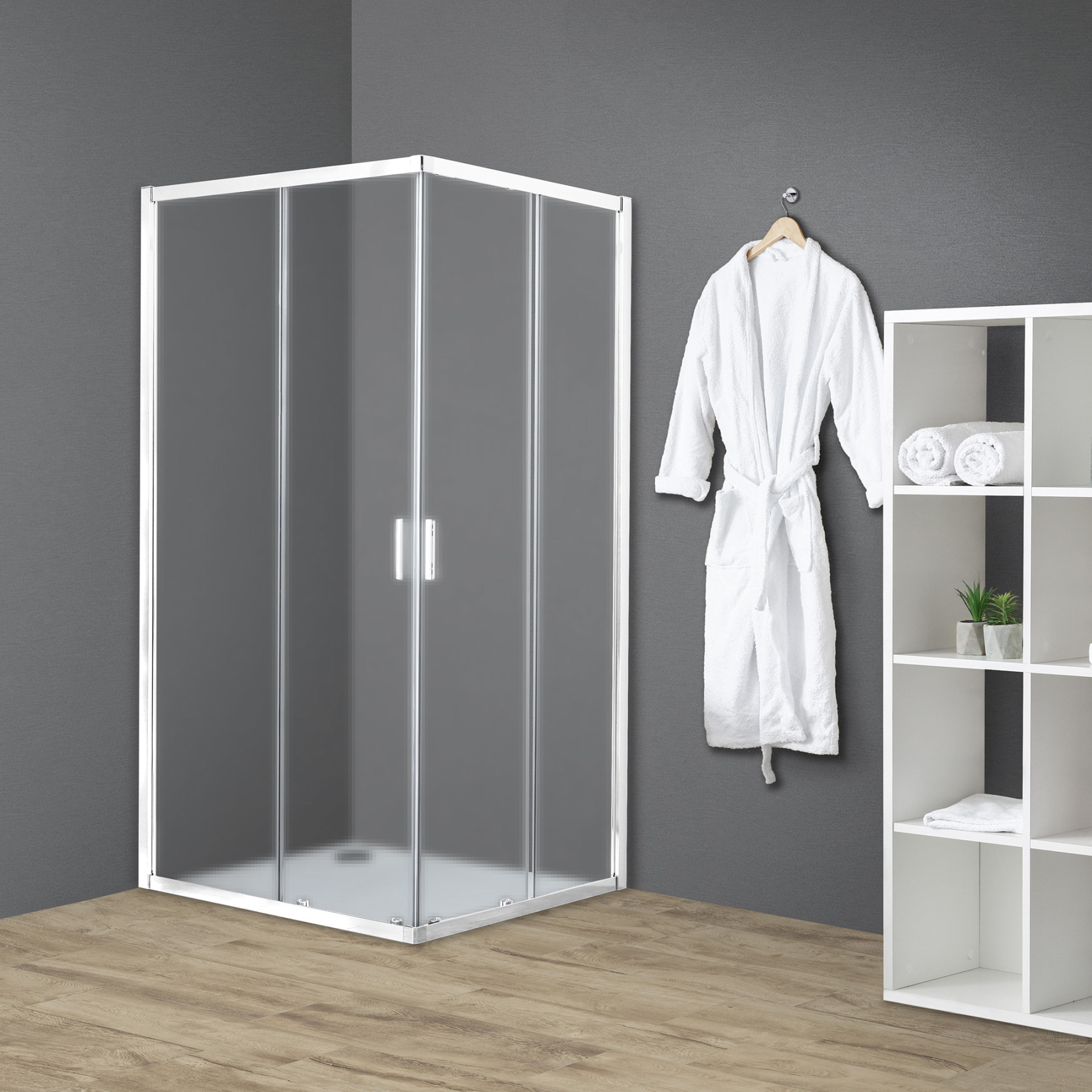 Box doccia TOKYO doppia porta scorrevole rettangolare 90x70 cm altezza 200 cm cristallo 6 mm bianco