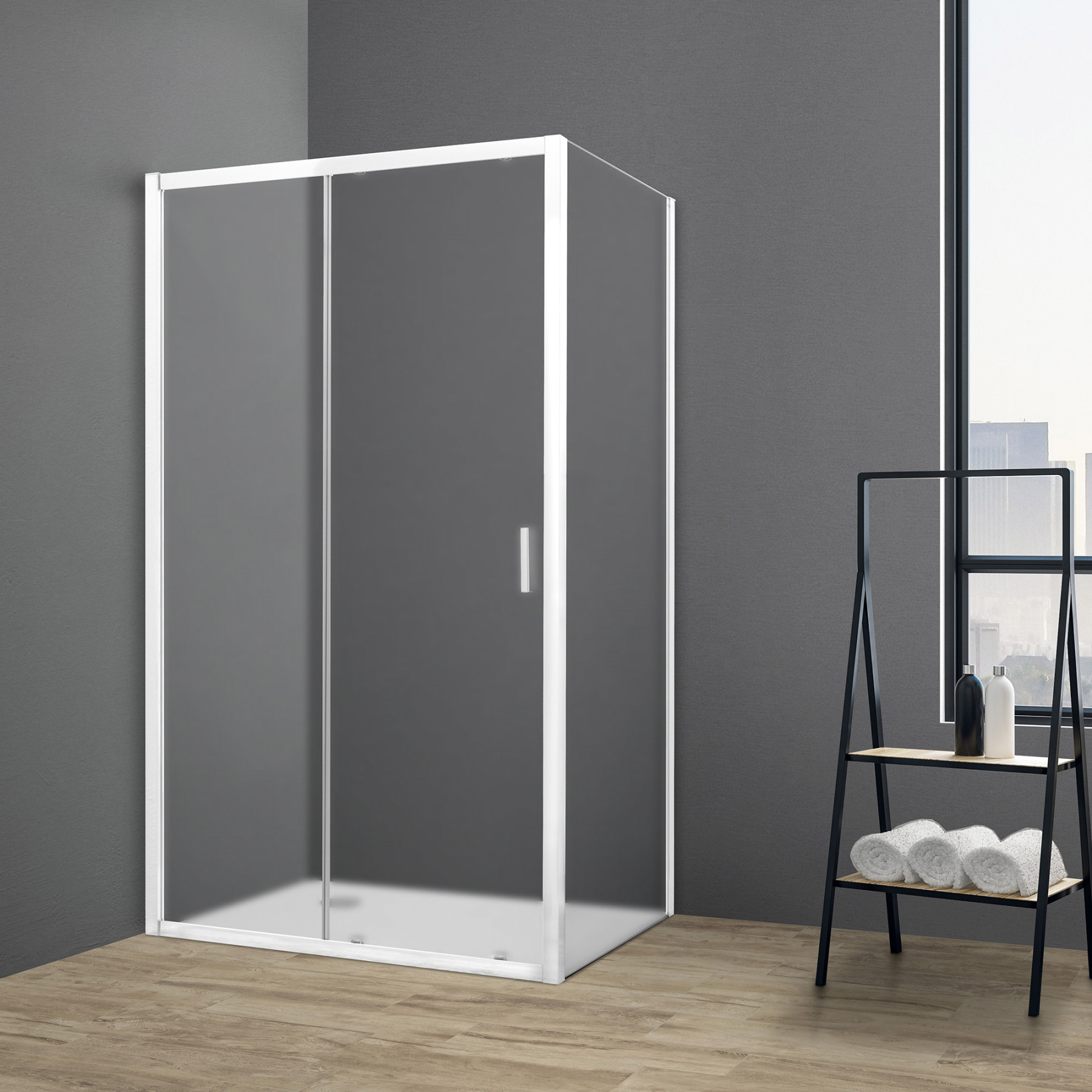 Box doccia TOKYO porta scorrevole rettangolare 110x70 cm altezza 200 cm cristallo 6 mm bianco opaco