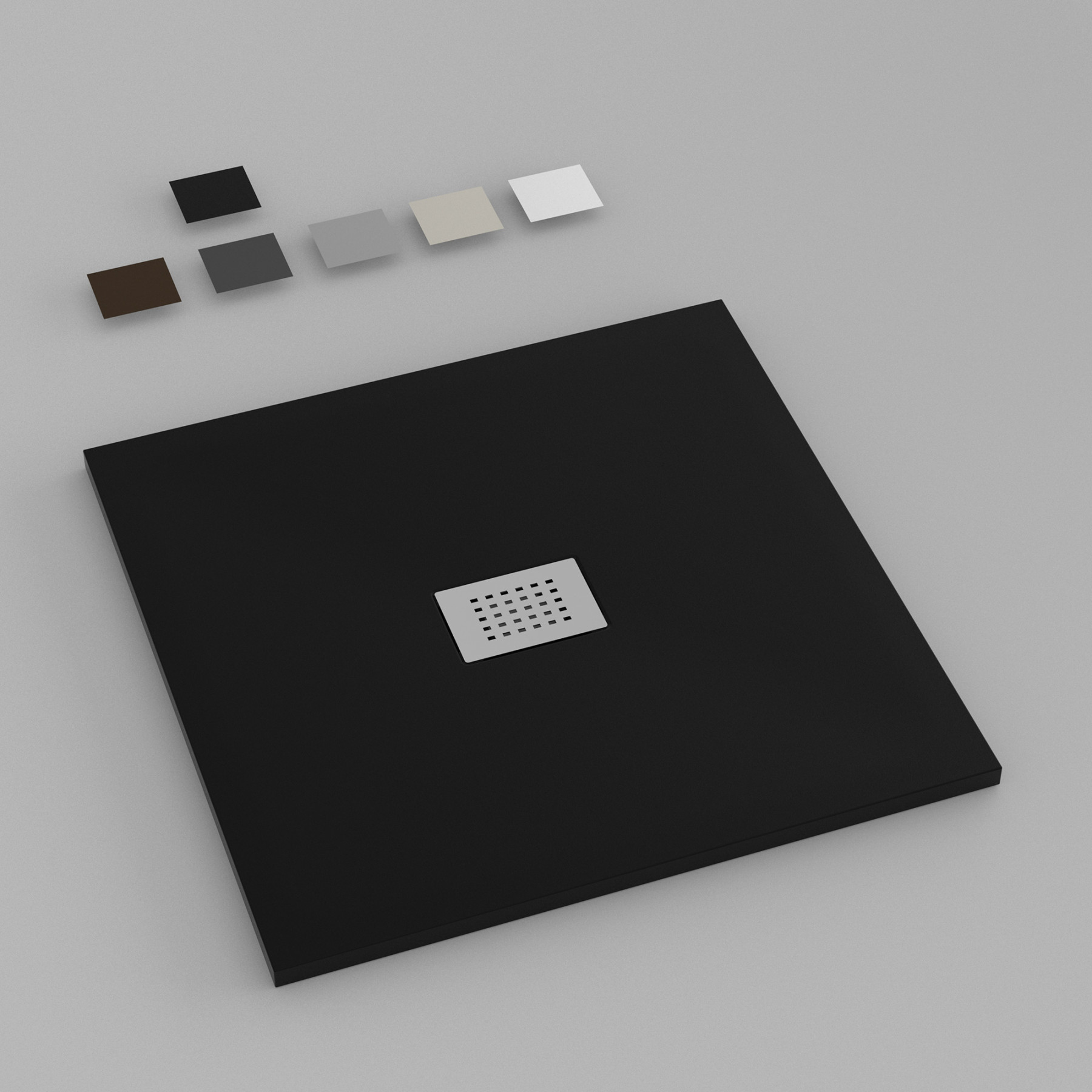 Piatto Doccia MILANO 70x70 cm resina alto 3 cm effetto ardesia, Nero Opaco