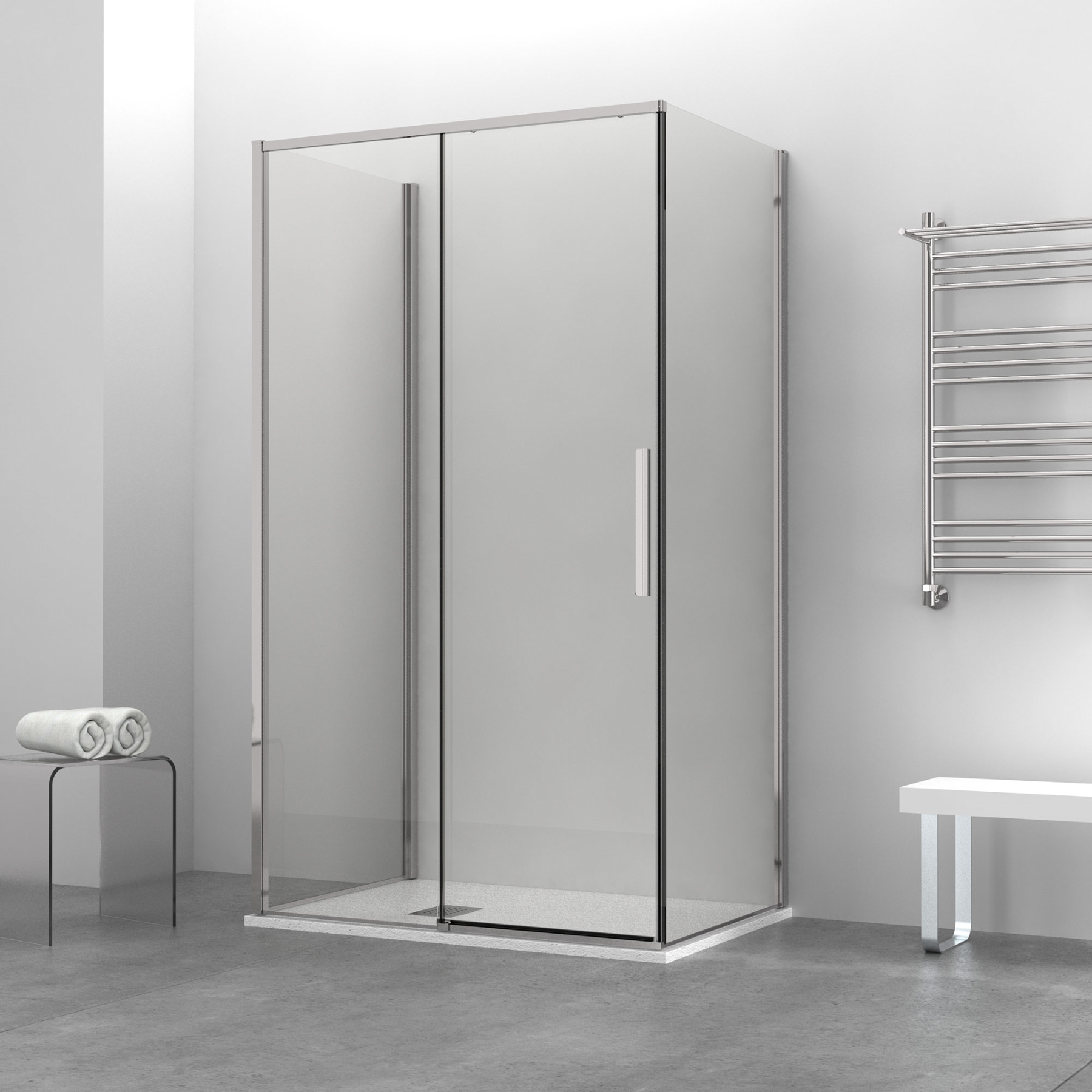 Box doccia OSLO porta scorrevole rettangolare 3 lati 160x70x70 cm altezza 200 cm cristallo 6 mm