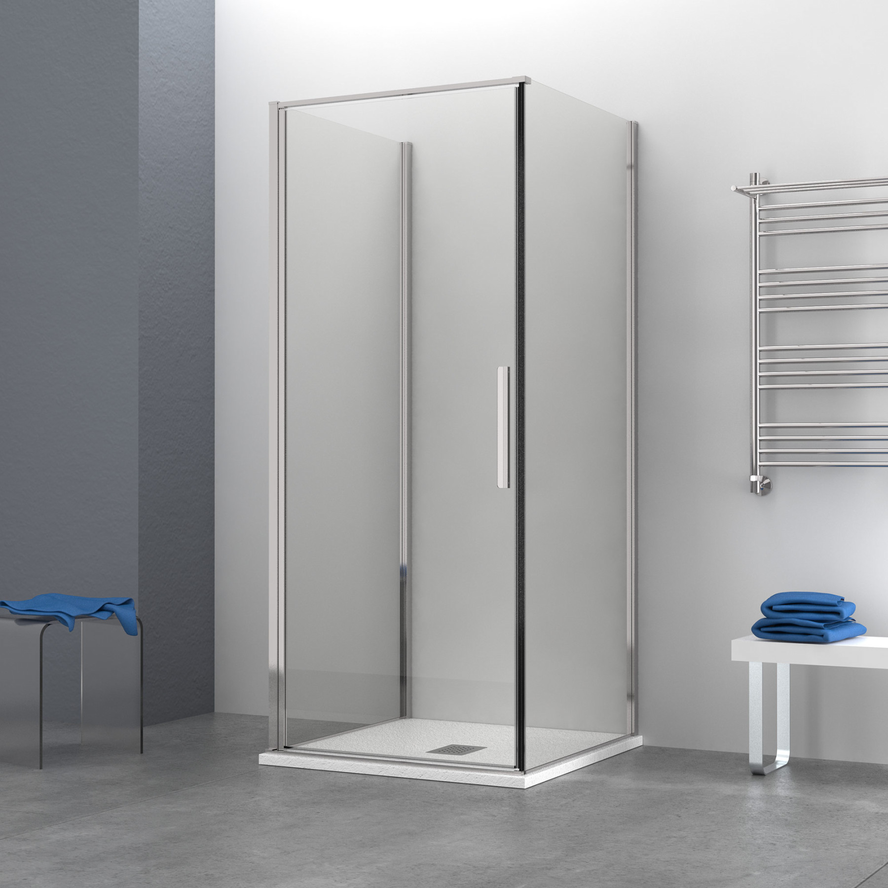 Box doccia OSLO porta battente quadrato 3 lati 90x90x90 cm altezza 200 cm cristallo 6 mm