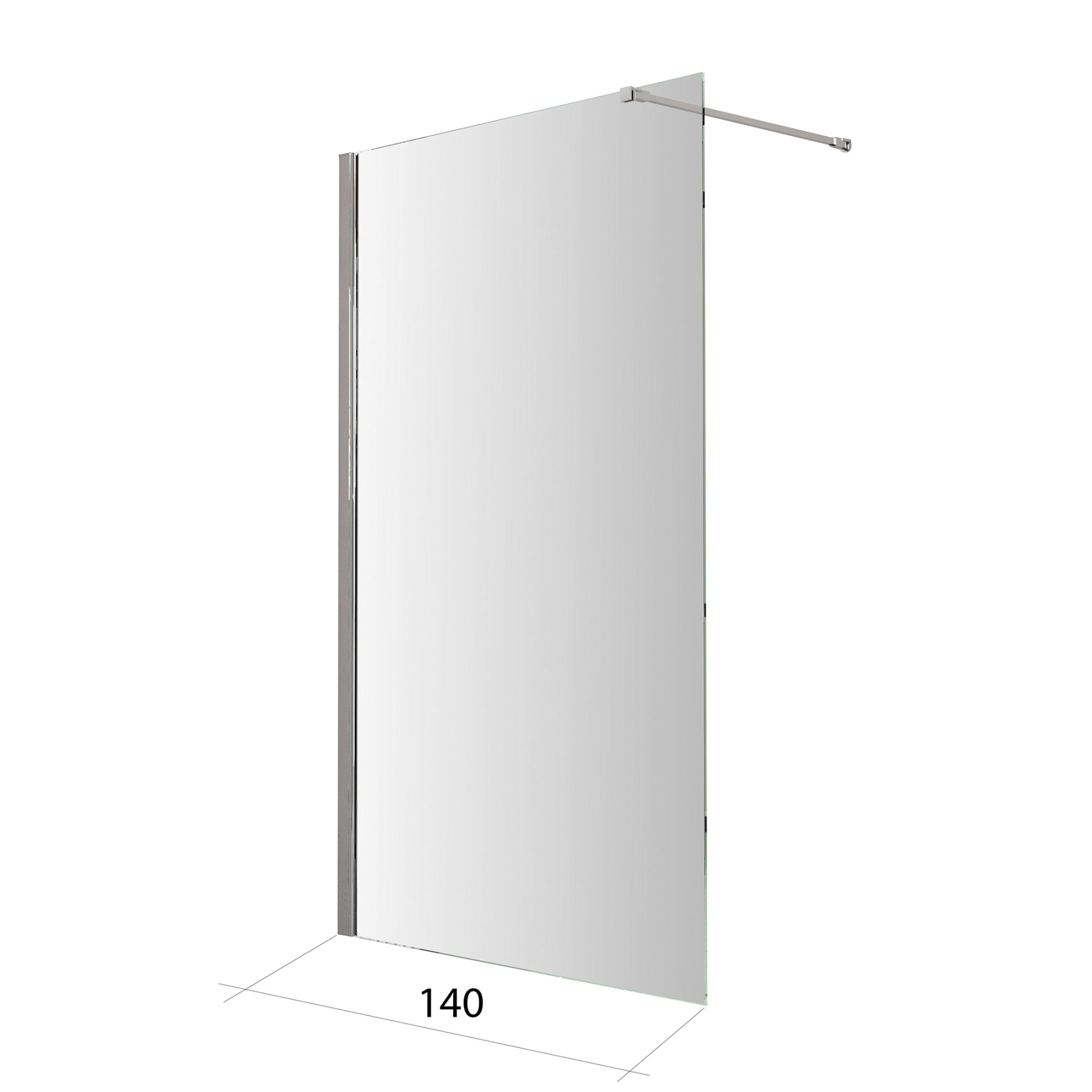Parete doccia walk in TALLINN 140 cm cristallo trasparente 8 mm con barra snodata