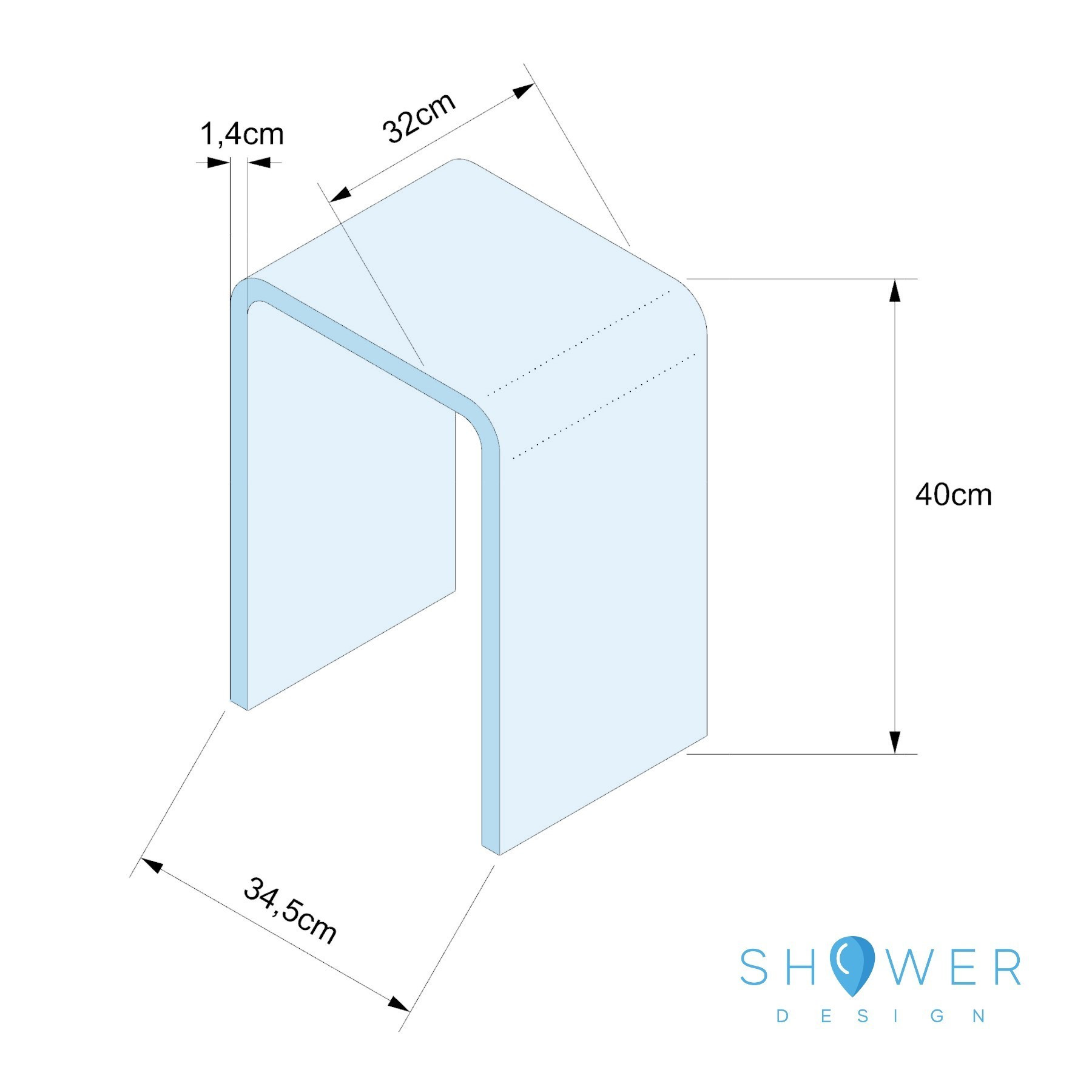 Sgabello Plexiglass trasparente di design per doccia e bagno