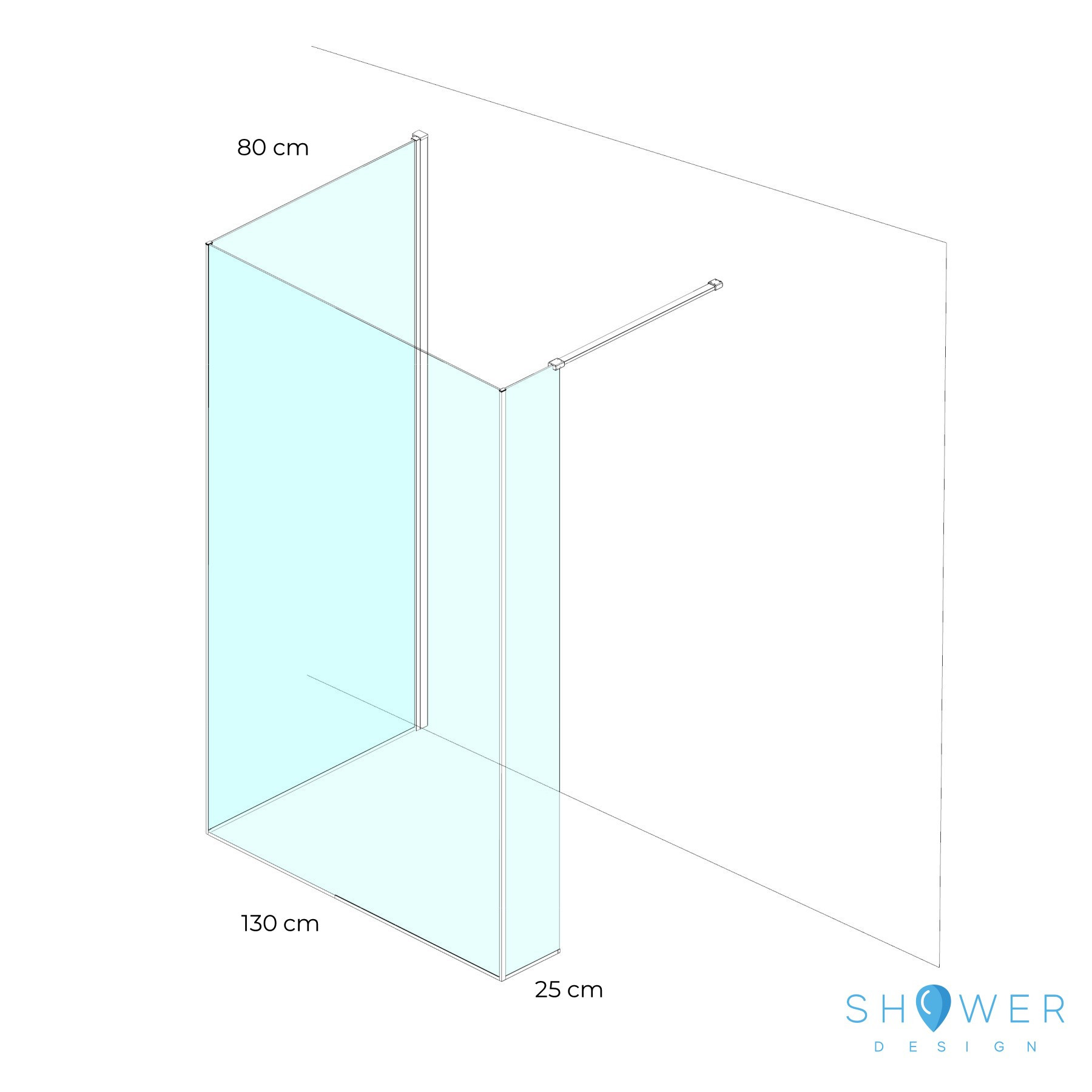 Doccia walk in angolare con paraschizzi HELSINKI 80+130+25 con pellicola sicurezza