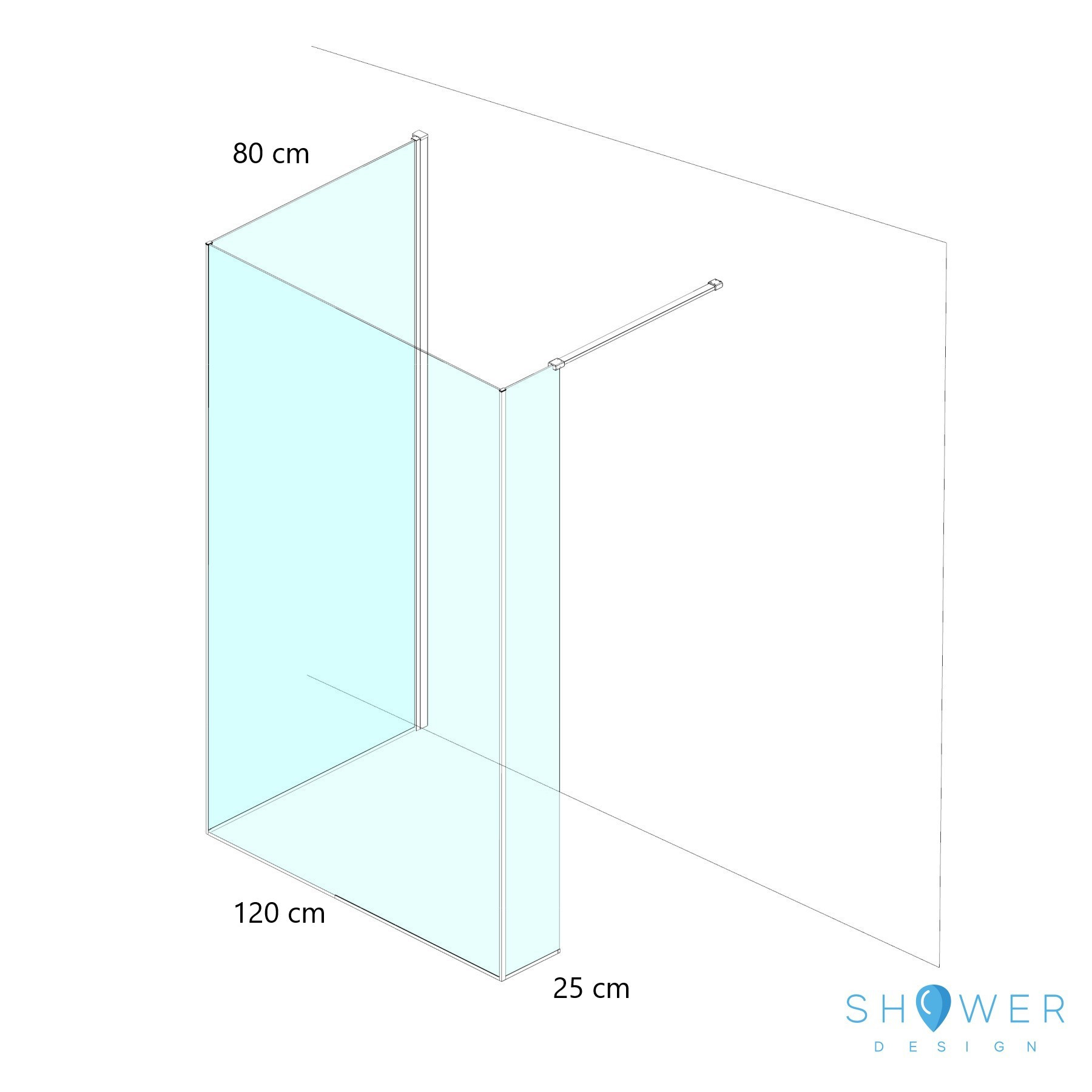 Doccia Walk In angolare con paraschizzi HELSINKI per piatto 160x80 cm  cristallo 8mm con pellicola sicurezza (80+120+25)
