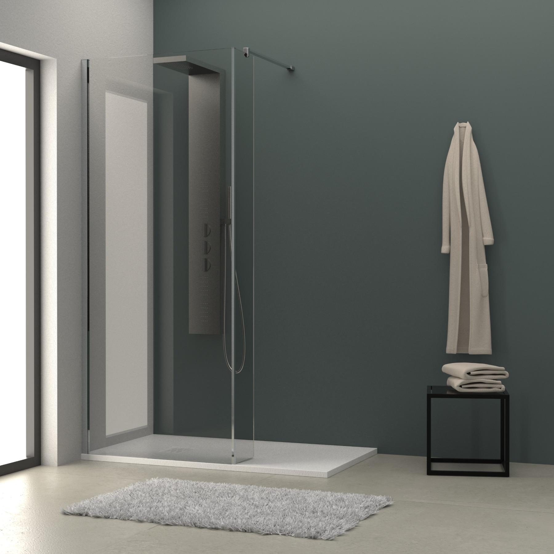 Parete doccia con paraschizzi HELSINKI 140 +25 cm cristallo trasparente 8 mm