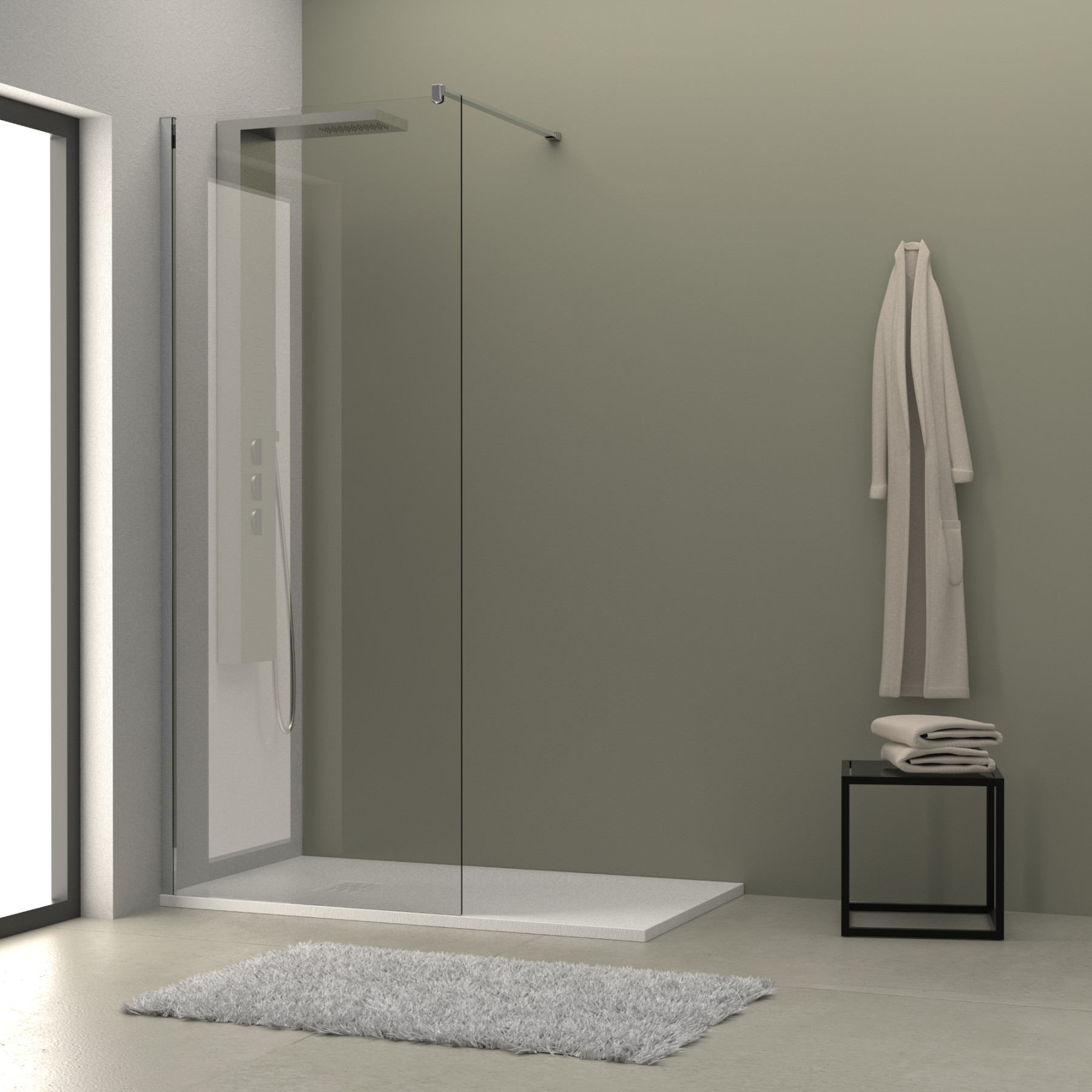 Parete doccia walk in HELSINKI 130 cm cristallo trasparente 8 mm