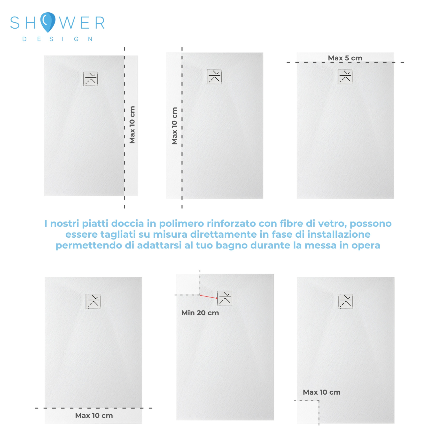 Piatto Doccia VERONA 140x80 cm ultraslim 2,6 cm effetto pietra, con piletta, Bianco Opaco