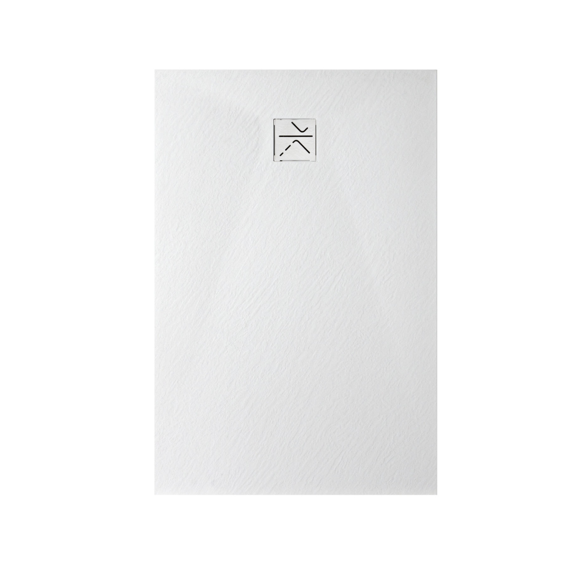 Piatto Doccia VERONA 120x70 cm ultraslim 2,6 cm effetto pietra, con piletta, Bianco Opaco