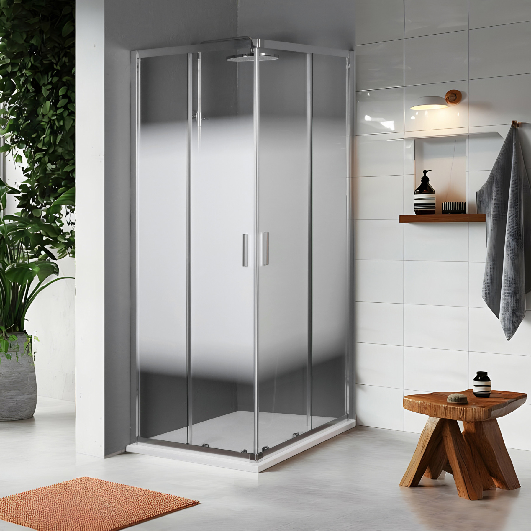 Box doccia TOKYO doppia porta scorrevole quadrato 70x70 cm altezza 200 cm serigrafato 6 mm