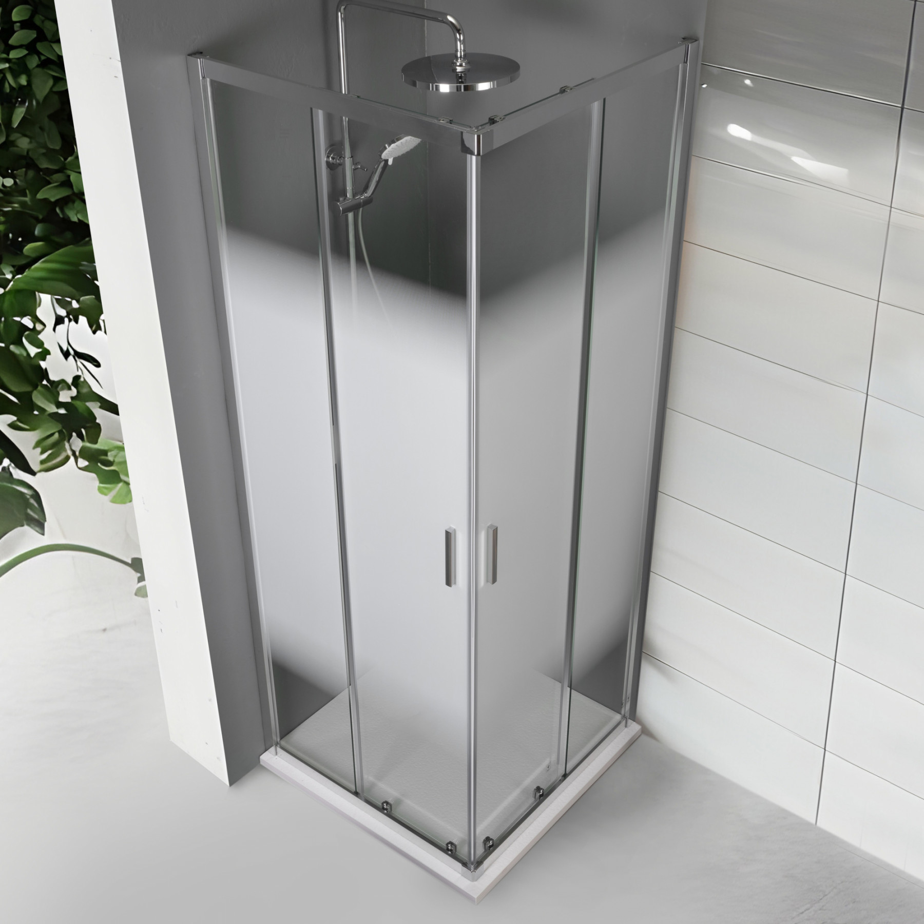 Box doccia TOKYO doppia porta scorrevole quadrato 70x70 cm altezza 200 cm serigrafato 6 mm