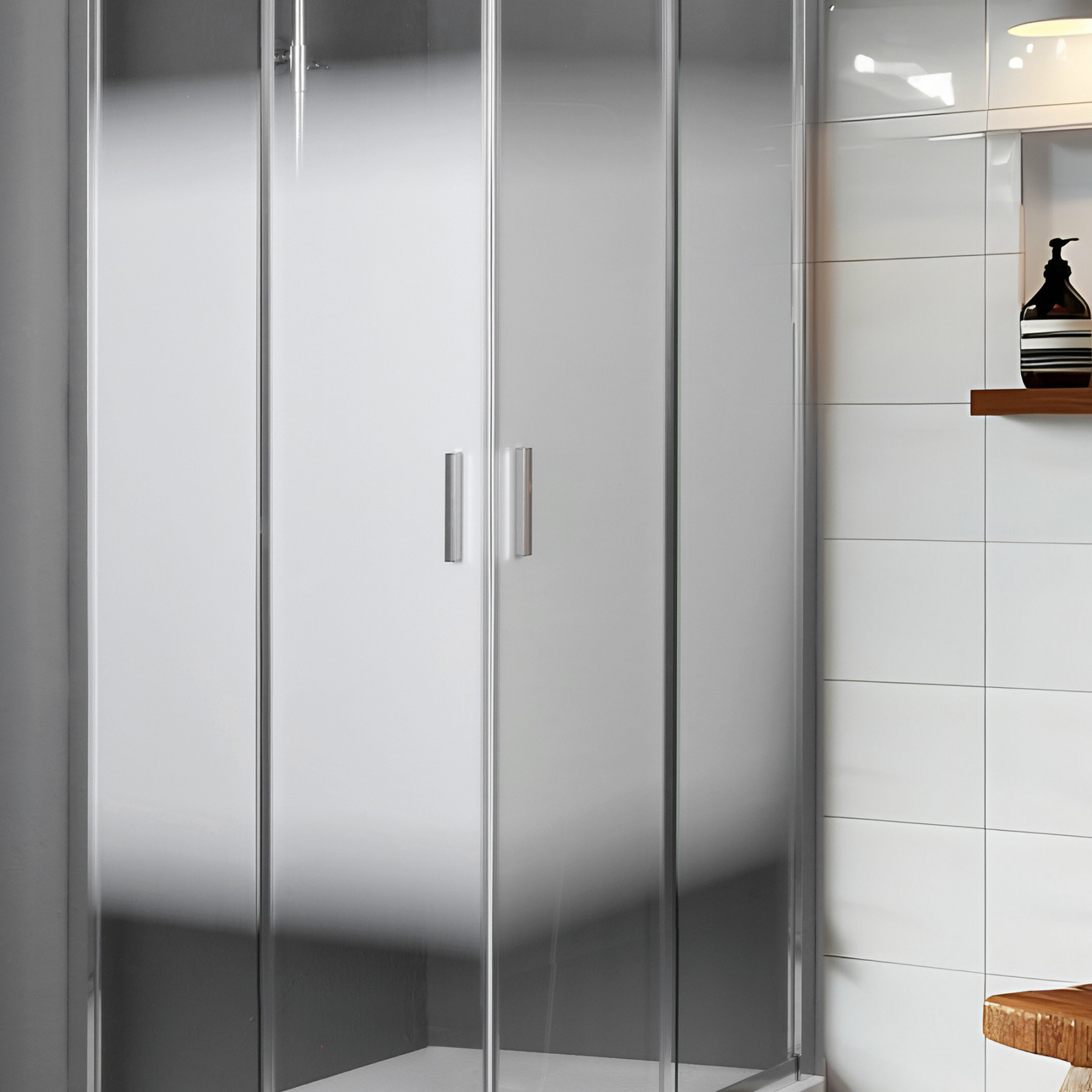 Box doccia TOKYO doppia porta scorrevole 80x75 cm altezza 200 cm serigrafato 6 mm