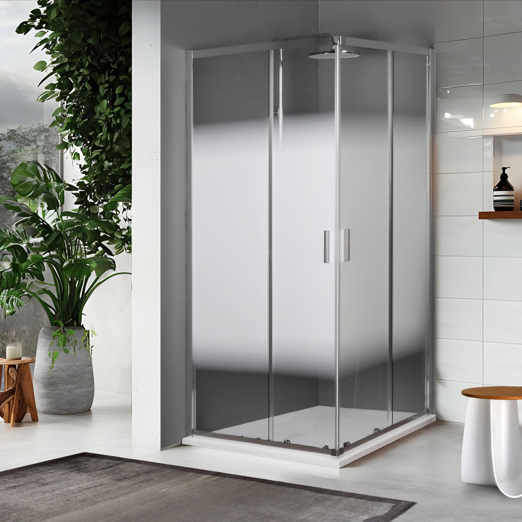 Box doccia TOKYO doppia porta scorrevole 90x70 cm altezza 200 cm serigrafato 6 mm